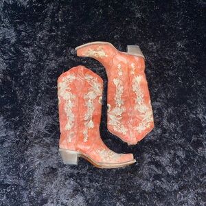 Corral Coral Embroidered Heeled Boots
